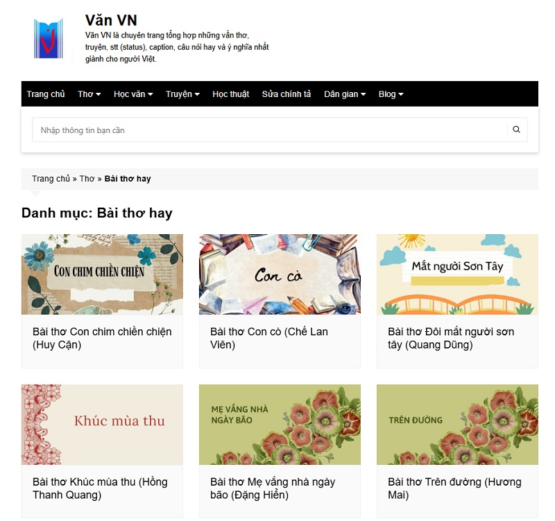 Vanvn thống kê hơn 15.000 văn bản văn học